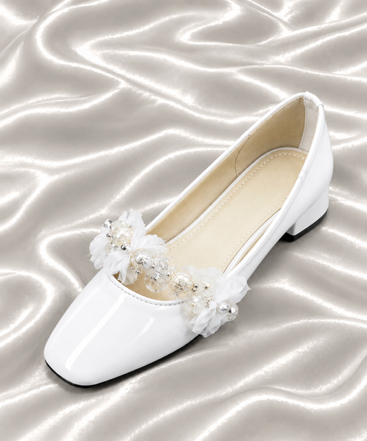 Glossy Bow Crystal Party Shoes