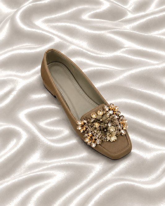 Floral Crystal Party Wear Flats