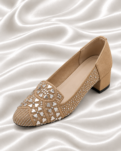 Women's Embellished Block Heel Loafers in Three Colors