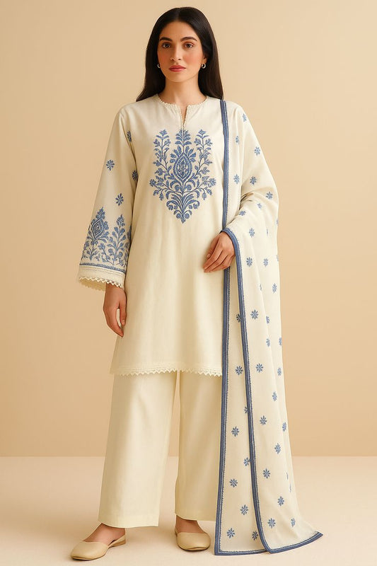 Ivory Bloom Embroidered Three-Piece Suit