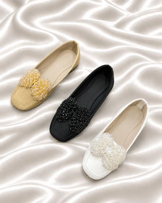 Women's Floral Bow Ballet Flats for Everyday Wear