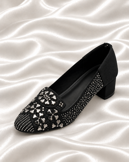 Women's Embellished Block Heel Loafers in Three Colors