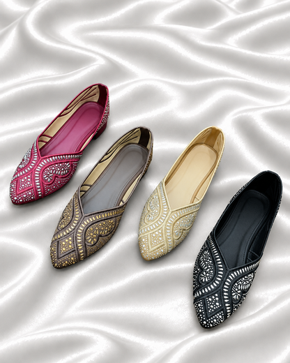 Stylish Crystal Pointed Toe Flats for Women