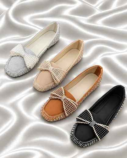 Pearl Bow Party Wear Loafers with the extra pace and bowling well