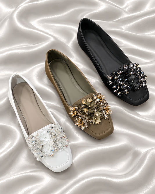 Floral Crystal Party Wear Flats